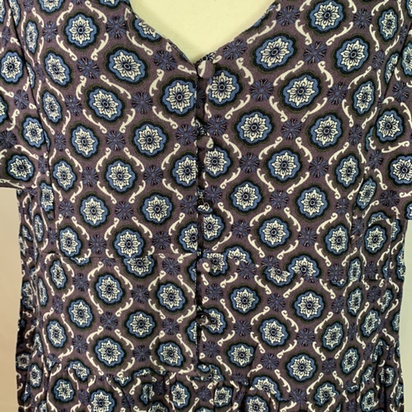 Love & Legend Purple, Blue & White Design Blouse Top - Picture 3 of 7